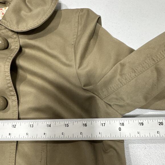 MARC JACOBS Trench Coat Womens Size S Tan Military Collared Belted Pockets Lined - Picture 9 of 14
